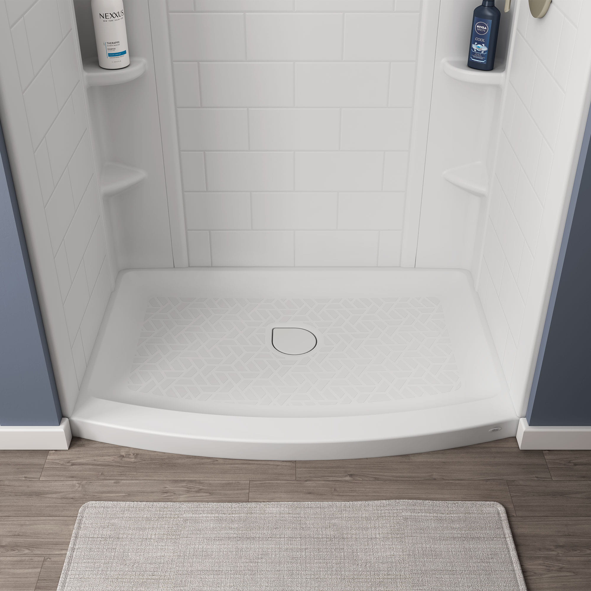 Ovation Curve 48x30inch Curved Shower Base with Center Drain Outlet